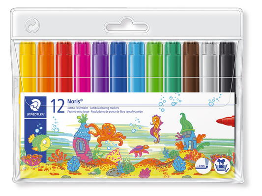 Fiberpenna Jumbo, 12 färger